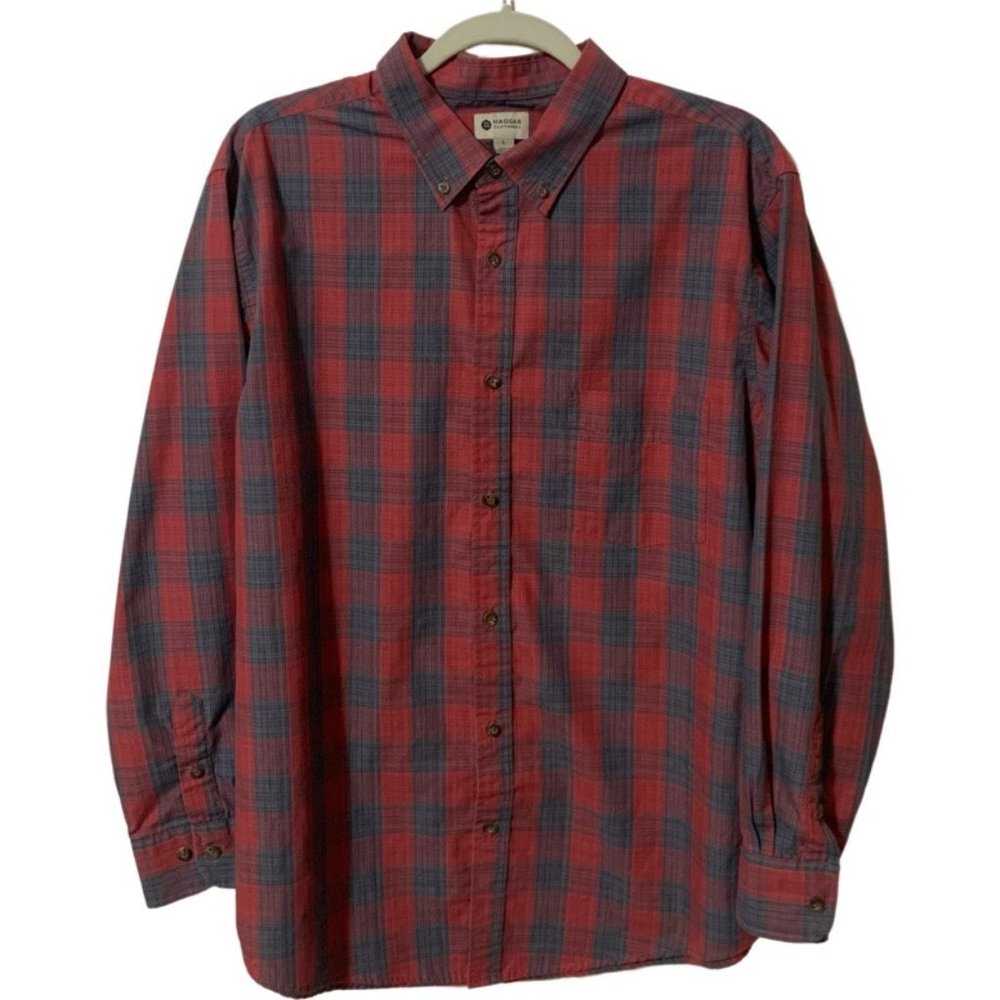 Haggar Clothing Red & Grey Button Up Shirt - Men's Size L